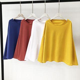 Bell-sleeve Shirred-back T-shirt