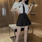 Short-sleeve Shirt / Tie / Pleated Skirt / Set