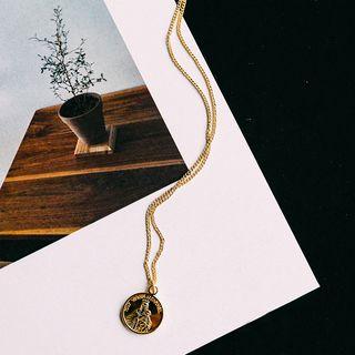 Embossed Coin Pendant Necklace