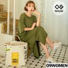 Plus Size Distressed Loose-fit Maxi T-shirt Dress