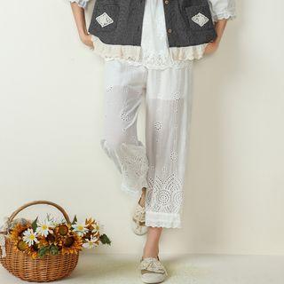 Eyelet Lace Cropped Harem Pants
