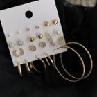 12-pair Set: Alloy Earring (assorted Designs) 12 Pairs - Ear Stud Earring - One Size