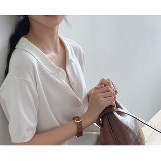 Plain Peterpan-collar Cardigan