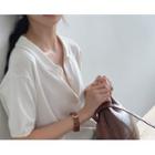 Plain Peterpan-collar Cardigan