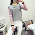 Embroidery Contrast-color Sweater
