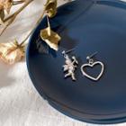 Non-matching Alloy Cupid & Heart Dangle Earring 1 Pair - Asymmetry Cupid Love Heart - One Size