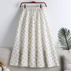 Floral Lace Cutout Medium Maxi A-line Skirt