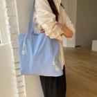 Lettering Canvas Tote Bag Light Blue - One Size