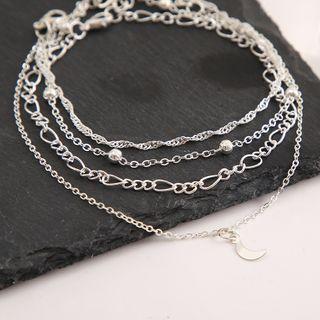 Set Of 4: Moon Layered Alloy Anklet Set Of 4 - F1757 - Silver - One Size