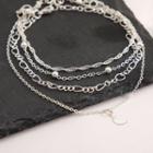Set Of 4: Moon Layered Alloy Anklet Set Of 4 - F1757 - Silver - One Size