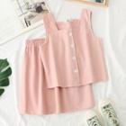 Set: Button Tank Top + Mini A-line Skirt