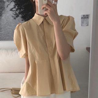 Puff Sleeve Crinkled Back Blouse