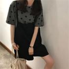 Dotted Short-sleeve T-shirt / Wide Leg Jumper Shorts