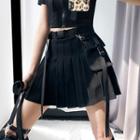 Pleated A-line Skirt With Pouch