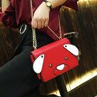 Faux-leather Dog Chain-accent Cross Bag