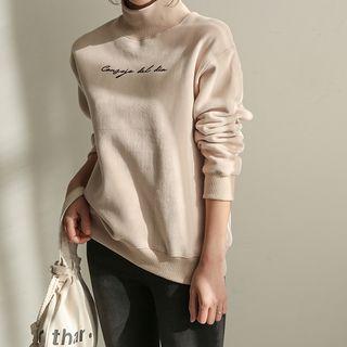 Mock-neck Letter-printed Sweatshirt