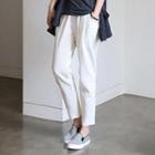 Elastic-waist Pleated Cropped Pants