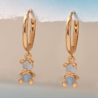 Bear Faux Gemstone Alloy Dangle Earring