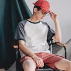 Short-sleeve Colored Panel T-shirt