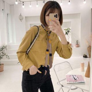 High-neck Shirt With Tie