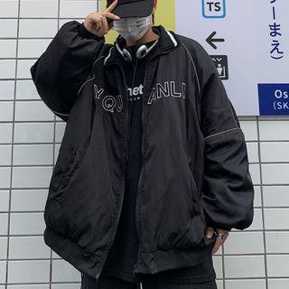 Reflective Letter Embroidered Zipped Jacket