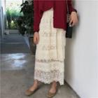 Tiered Lace Midi Skirt As Shown In Figure - One Size