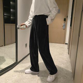 Elastic Waist Corduroy Wide Leg Pants