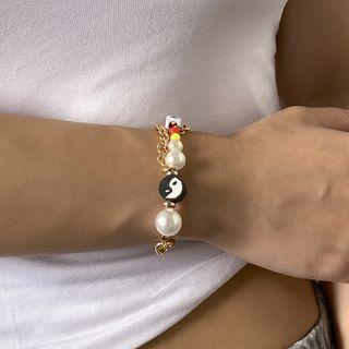 Beaded Chain Bracelet 1 Pc - 0850 - Gold - One Size