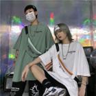 Couple Matching Set: Elbow-sleeve Embroidered T-shirt + Crossbody Bag