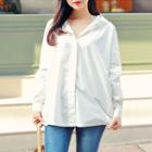 Hidden-button Hooded Blouse