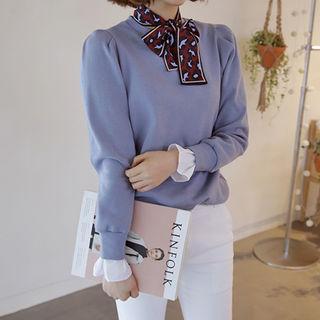 Puff-shoulder Frill-cuff Top