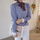 Puff-shoulder Frill-cuff Top