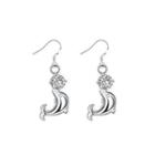 Simple And Cute Dolphin Earrings With White Cubic Zircon Silver - One Size