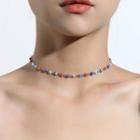 Bead Choker Gold & Blue & Red - One Size