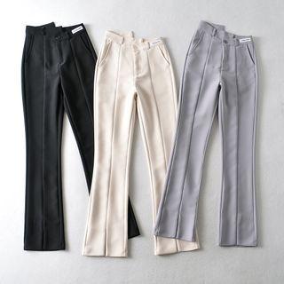Slit High-waist Straight-leg Pants