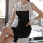 Long-sleeve Cold Shoulder Paneled Sheath Dress
