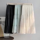 Plain Midi Skirt / Short-sleeve Blouse