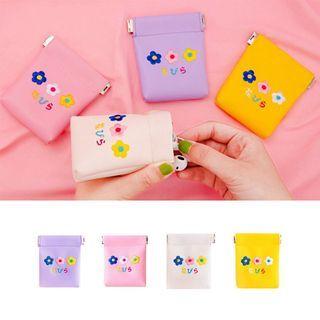 Embroidered Faux Leather Mini Pouch