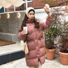 Faux-fur Hooded Puffer Coat Dark Pink - One Size