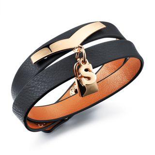 Alphabet Lock Genuine-leather Bracelet