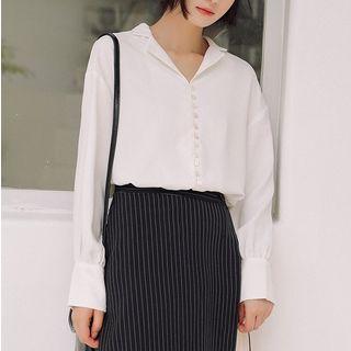 Drop Shoulder V-neck Blouse