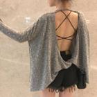 Long-sleeve Open Back T-shirt / Strappy Camisole Top