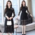 Floral Embroidered Lace Long-sleeve Dress
