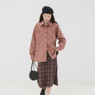 Pocket Detail Shirt / Turtleneck Long-sleeve Top