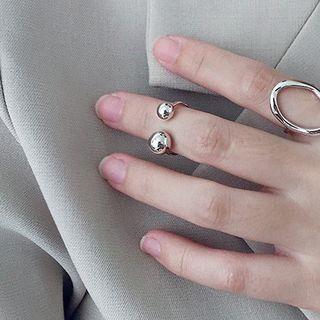 925 Sterling Silver Ball End Open Ring White Gold - Size No. 5