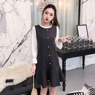 Mock Two-piece Beaded A-line Mini Dress