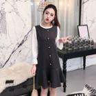 Mock Two-piece Beaded A-line Mini Dress