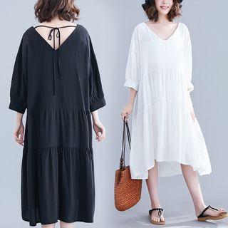 3/4-sleeve Midi Tunic Dress