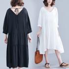 3/4-sleeve Midi Tunic Dress