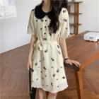 Short-sleeve Floral Printed Dress Dress - One Size